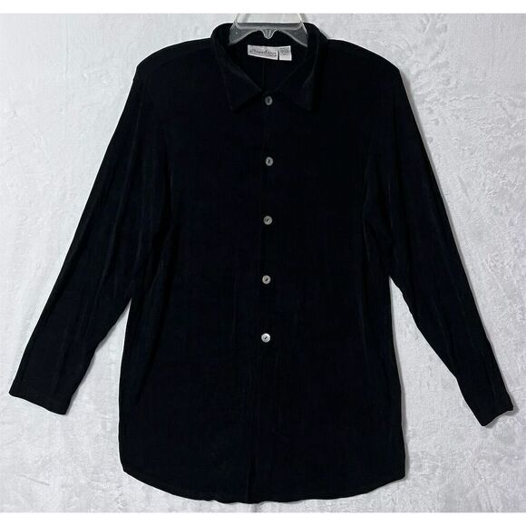 Chico's Tops - Chico's Private Edition Women's Black Button-Up Shirt Size L Standard Travel